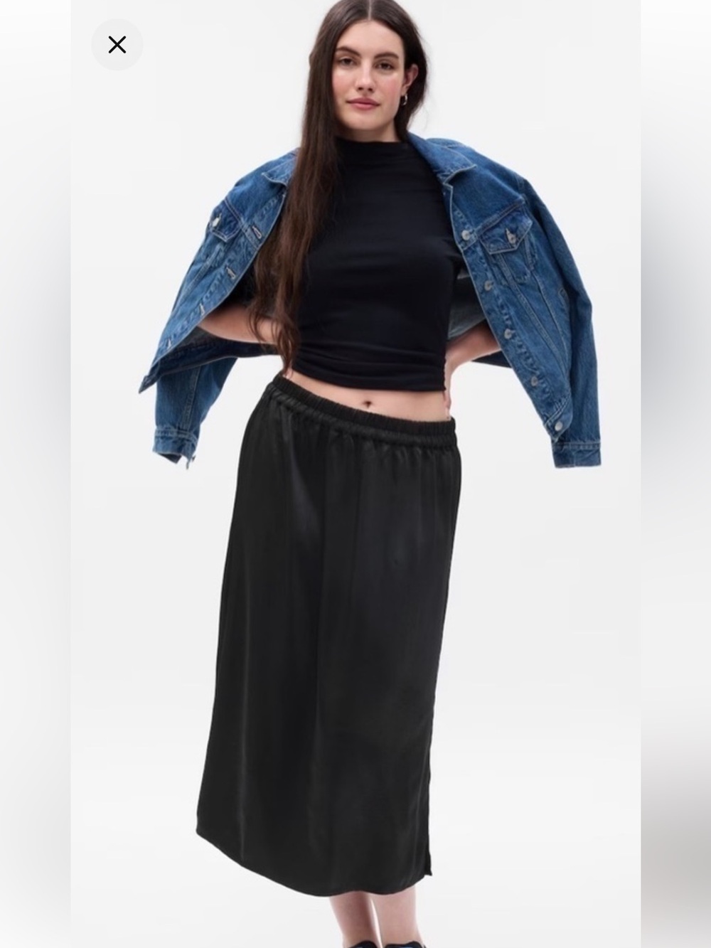 Gap satin slip midi skirt size large